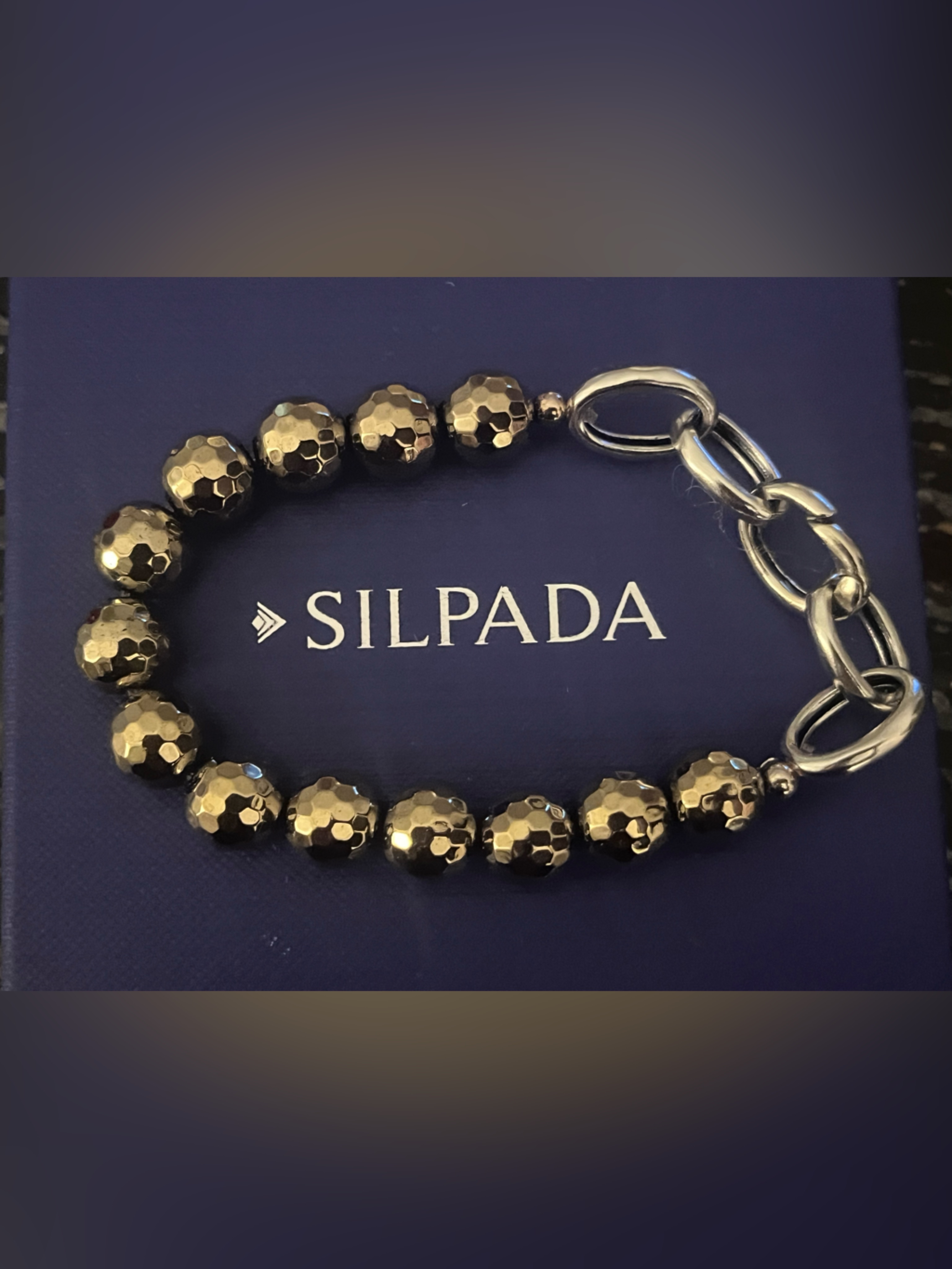 Sterling Silver Chain Link Stretch Bracelet 925 Mark